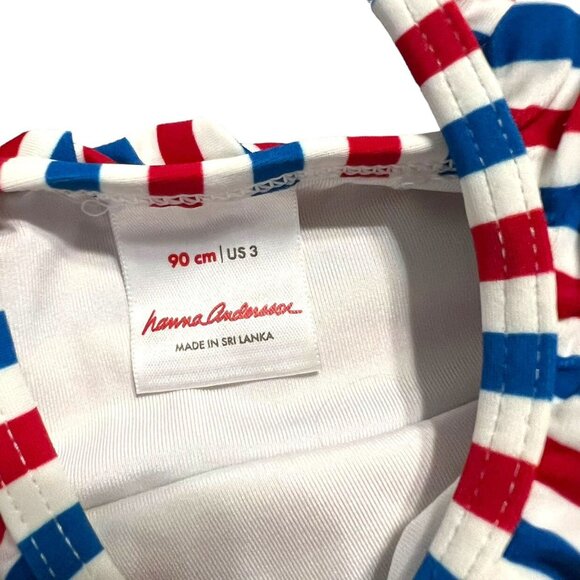 Hanna Andersson Sz 90 (3Y) Patriotic Striped Skirted Ruffle Tankini - Picture 3 of 11